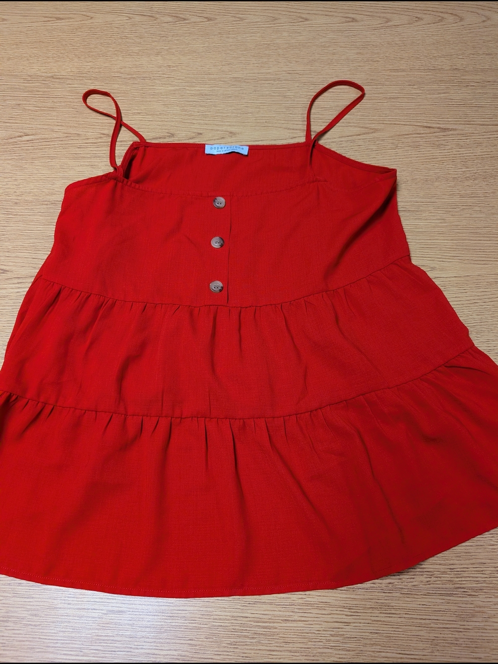 Paper Crane Red Tiered Spaghetti-Strap Tank Top